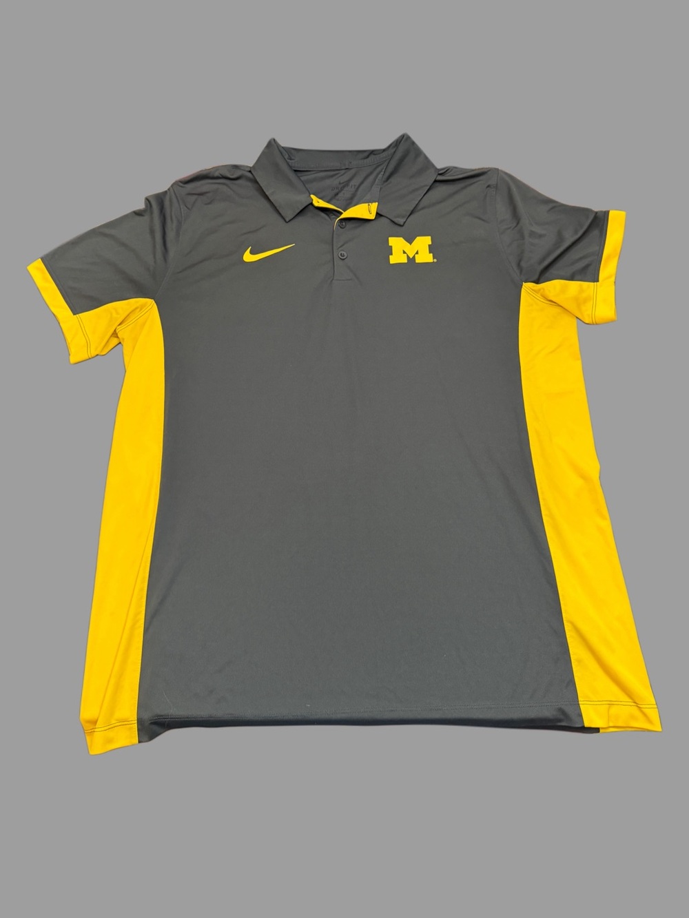 Nike Gray and Yellow University M Performance Polo